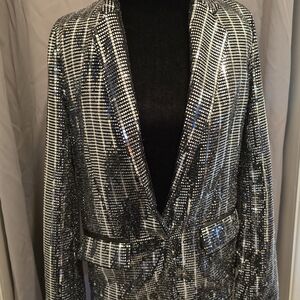 VICI Silver And Black Mirrored Look Blazer